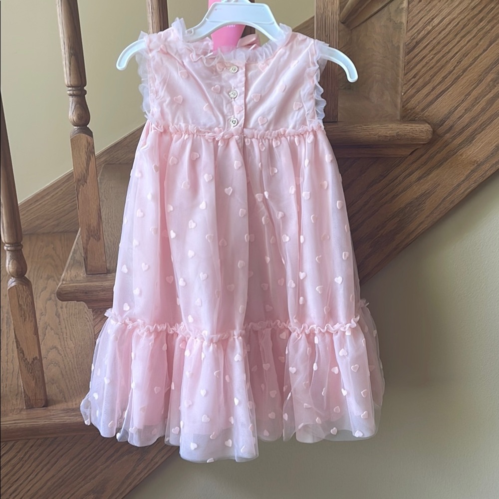 NWT Isaac Mizrahi Pink & White Ruffled Tiered Babydoll Dress w Headband 3T - Picture 3 of 9